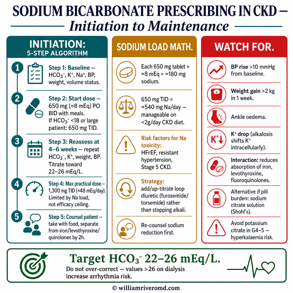 Prescribing Sodium Bicarbonate in CKD — dosing and titration guide