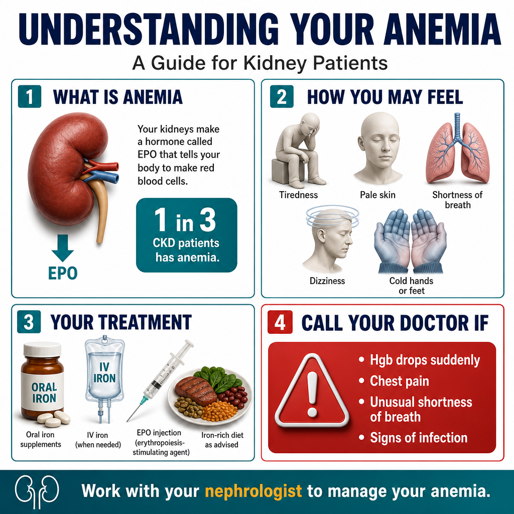 Patient Handout — Understanding Your Anemia: kidney EPO connection, symptoms, treatment options, and when to call your doctor