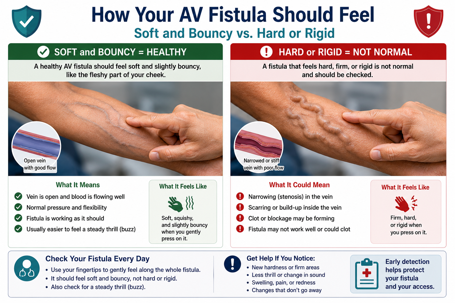 Hard fibrotic vs soft pseudoaneurysmal AVF segments — cross-section comparison — by W Rivero, MD