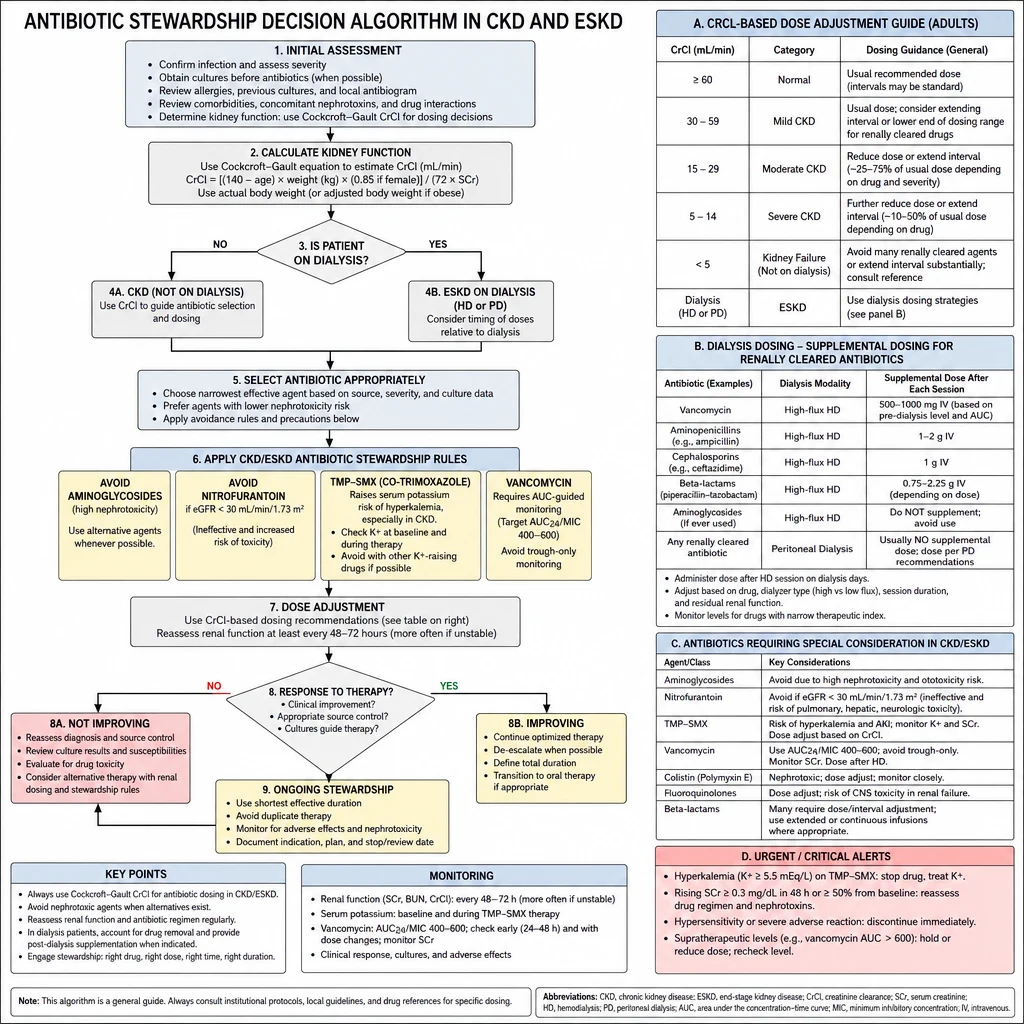 Antibiotic stewardship decision algorithm in CKD and ESKD