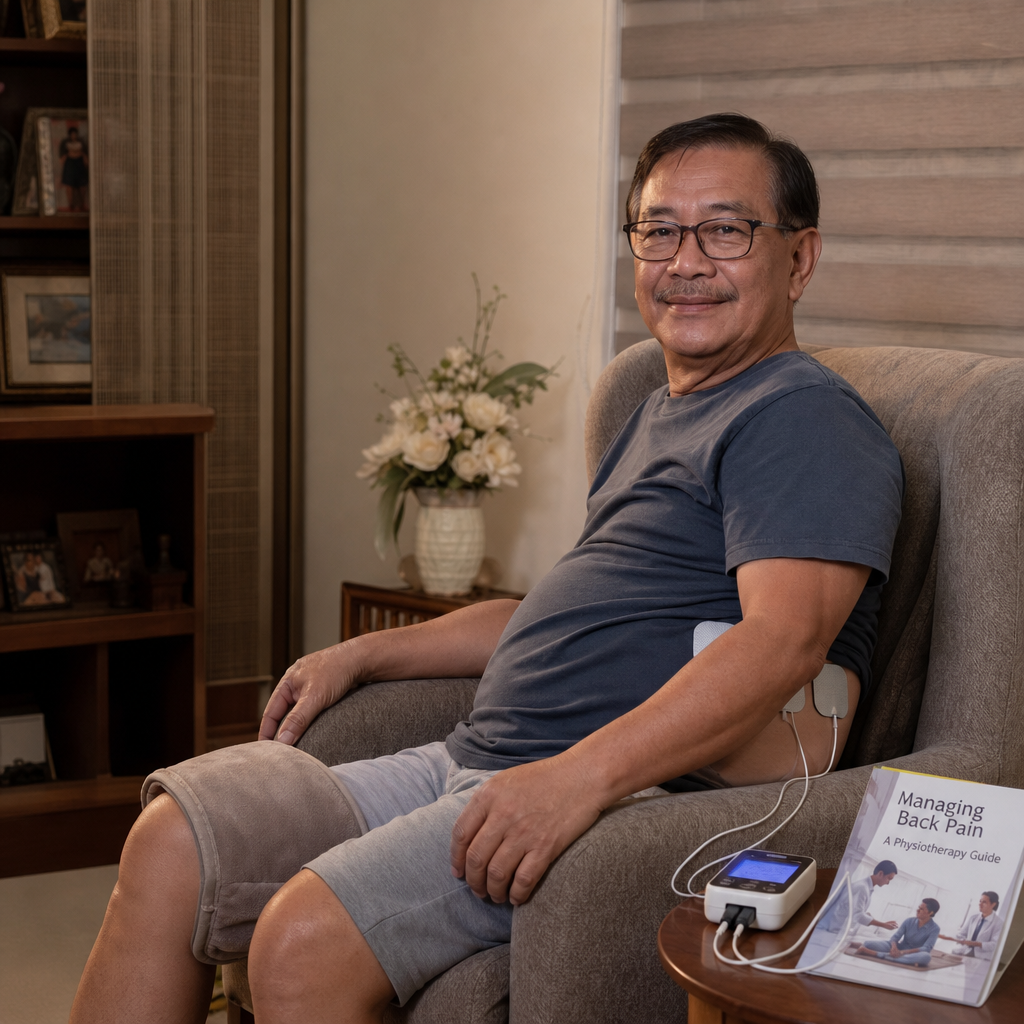 Filipino patient using TENS therapy at home for pain management as a non-drug approach safe for CKD