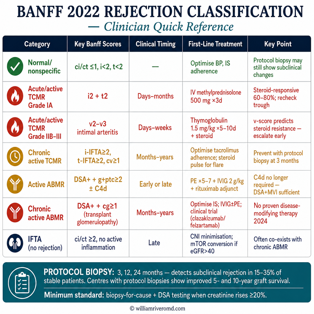 Banff Classification of Renal Allograft Pathology — 2022 criteria reference chart
